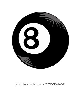 Large Single Black Eight Ball Illustration for Billiards and Snooker Concept