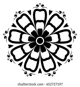 Large single flower. Black and white ornament