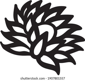 large single flower with petals isolated black vector silhouette