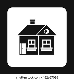 Large single storey house icon in simple style isolated on white background. Structure symbol vector illustration