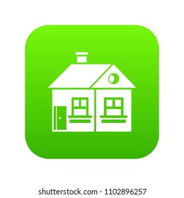 Large single-storey house icon digital green for any design isolated on white vector illustration