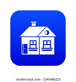 Large single-storey house icon digital blue for any design isolated on white vector illustration