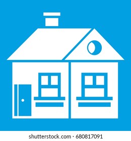 Large single-storey house icon white isolated on blue background vector illustration