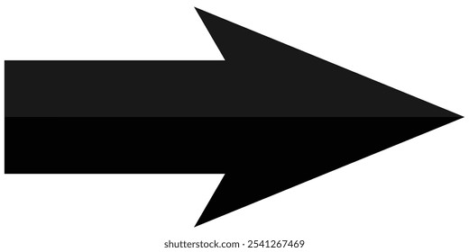 Flecha larga negra de tamaño Grande. Icono de flecha larga.  Flecha negra Grande apuntando a la derecha. Negrita larga flecha icono Ilustración vectorial eps 10.