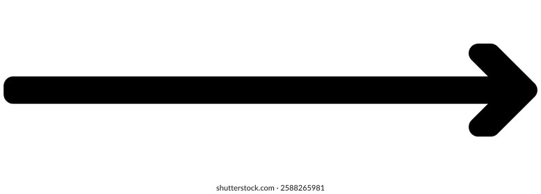 large size black long arrow. Straight long arrow icon. black long arrow pointing to right site in isolated background. Bold thine long arrow.