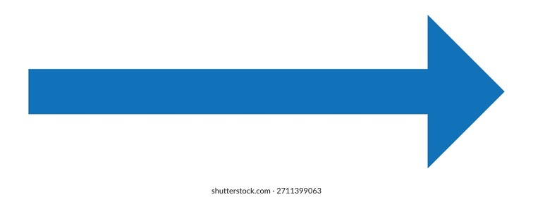 large size blue long arrow. Straight long arrow icon. Blue long arrow pointing to right site . Vector blue arrow isolated on white background.