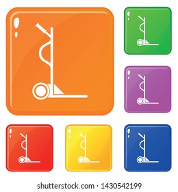 Large size trolley icons set collection vector 6 color isolated on white background