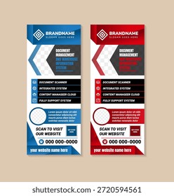 Vertical de tamaño Grande Negocio de Plantilla de diseño de Anuncio enrollado. colección de Anuncio abstracto con dos colores se puede seleccionar rojo y azul. 