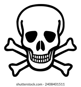 A large skull in the center. Isolated black symbol