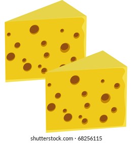 large slice of good swiss cheese with holes