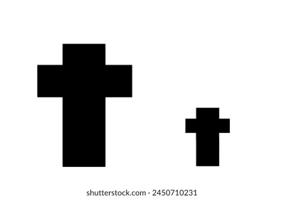 Large and small black crosses isolated