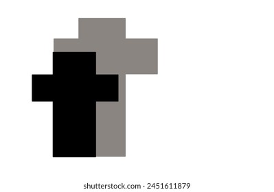 Large and small black crosses isolated