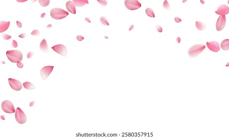 large and small cherry blossom petals romantic background with realistic pink falling motion