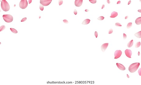 large and small cherry blossom petals romantic background with realistic pink falling motion