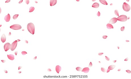 large and small cherry blossom petals romantic background with realistic pink falling motion