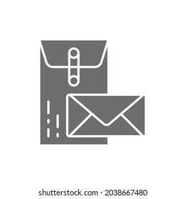 Large and small envelopes, post, business letters grey icon.