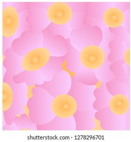 Large and small flowers on the wallpaper

