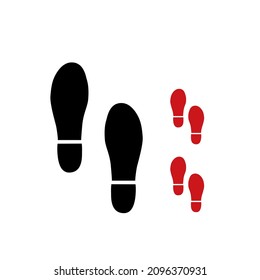 Large and small footprints. Simple flat design. Isolated on white background vector illustration.