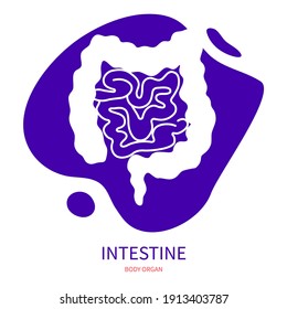 Large and small intestine digestive system icon. Body organ silhouette pictogram on abstract geometric splash. Human anatomy medical symbol. Vector illustration.