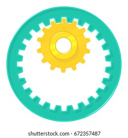 Large and small metal gears icon. Cartoon illustration of large and small metal gears vector icon for web isolated on white background