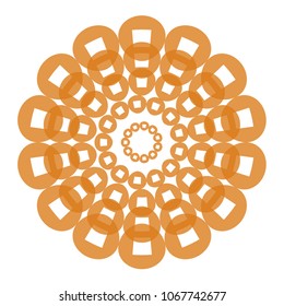 large to small orange circles