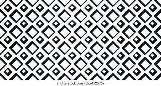 Large and small rhombuses alternate in rows. Vector with a seamless pattern of rhombus texture. Print and design of black and white rhombuses. Rhombus texture seamless.