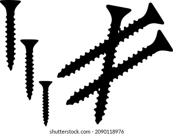 Large and small self-tapping screws included. Vector image.