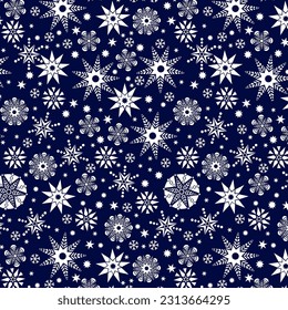 Large and small snowflakes pattern