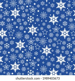 Large and small snowflakes pattern with stars for wear print
