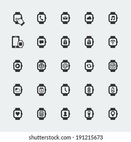 Large smart watch vector icons set