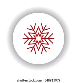 large  snowflake. icon, red isolated white background