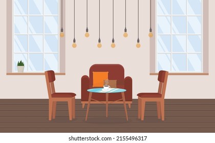 gran sillón mullido en un elegante y moderno apartamento tipo loft con bombillas