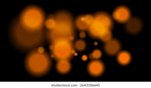Large soft orange bokeh circles with glow on black background, creating a dreamy abstract field. Suitable for festive, sci-fi or digital designs.
