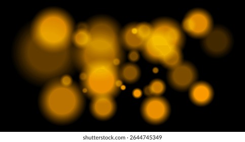 Large soft orange bokeh circles with glow on black background, creating a dreamy abstract field. Suitable for festive, sci-fi or digital designs.