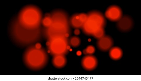 Large soft red bokeh circles with glow on black background, creating a dreamy abstract field. Suitable for festive, sci-fi or digital designs.