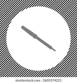 A large soldering iron symbol in the center as a hatch of black lines on a white circle. Interlaced effect. Seamless pattern with striped black and white diagonal slanted lines