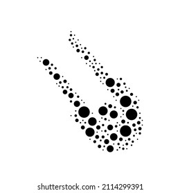 A large solo bobsleigh symbol in the center made in pointillism style. The center symbol is filled with black circles of various sizes. Vector illustration on white background