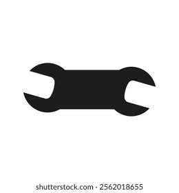 Large spanner. Big wide wrench. Vector isolated silhouette on white background.