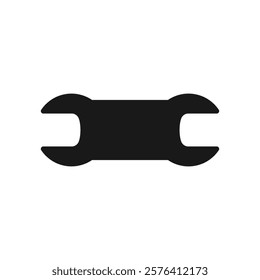 Large spanner. Big wide wrench. Vector isolated silhouette on white background.