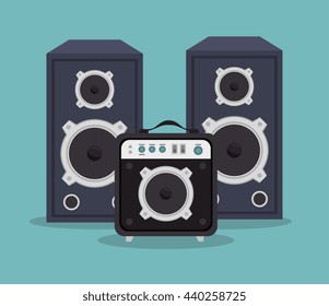 large speakers and player isolated icon design, vector illustration  graphic 