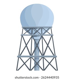 Large spherical water tower providing water to a town on a metal framework