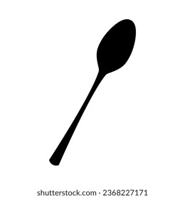 A large spoon in the center. Isolated black symbol