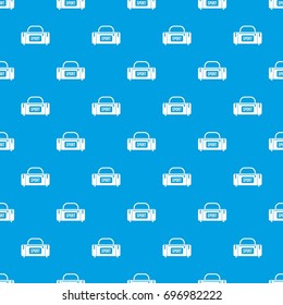 Large sports bag pattern repeat seamless in blue color for any design. Vector geometric illustration