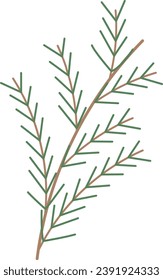 Large spruce branch with small twigs in flat style. Christmas green branch icon. Flat illustration of Christmas green branch vector icon for web design