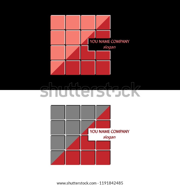 A large square of many squares\
divided diagonally in different colors. Company logo.\
