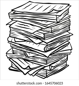 large stack of paper on a white background