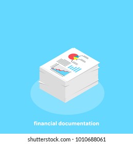 A Large Stack Of Securities With Financial Data, An Isometric Image