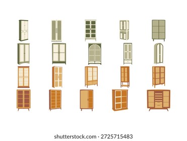 Conjunto de ilustrações de grandes gabinetes de armazenamento
