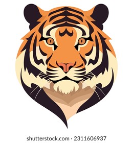 Large striped feline symbol of danger in nature isolated