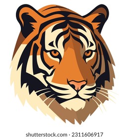 Large striped feline symbol of strength isolated